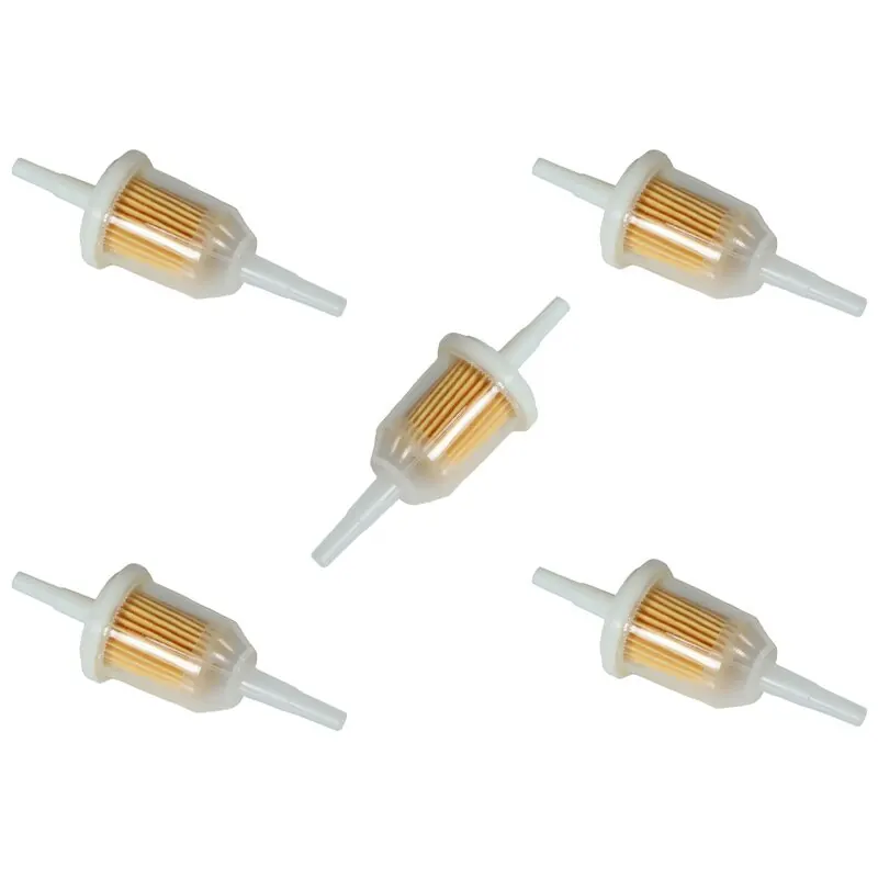 5x Universal Kunststoff Kraftstofffilter / Benzinfilter, mit 6 / 8mm Enden